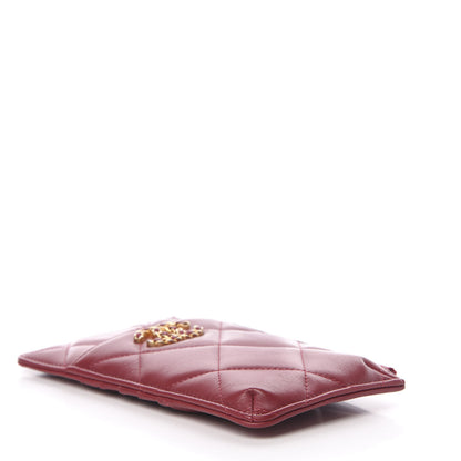 Chanel Shiny Goatskin Quilted 19 Flat Wallet Pouch Red 3 of 7
