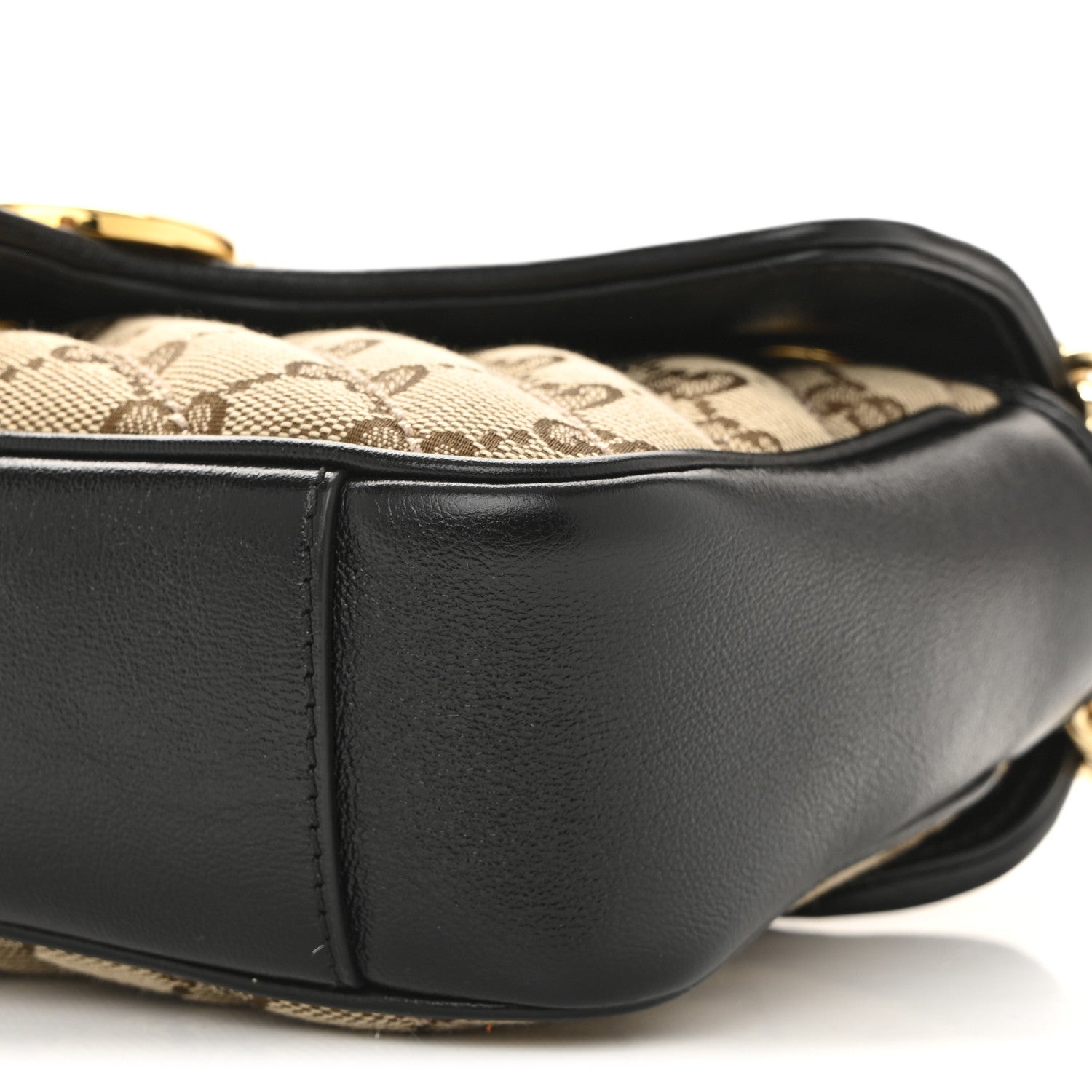 Gucci Monogram Matelasse Diagonal Mini GG Marmont Shoulder Bag Beige Black 10 of 12
