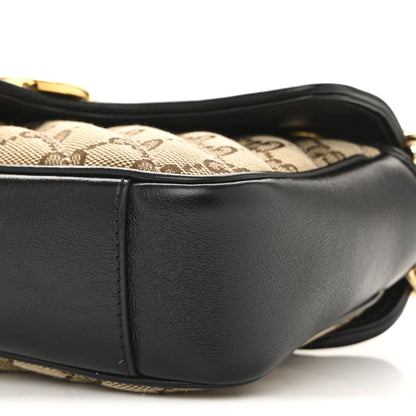Gucci Monogram Matelasse Diagonal Mini GG Marmont Shoulder Bag Beige Black 10 of 12