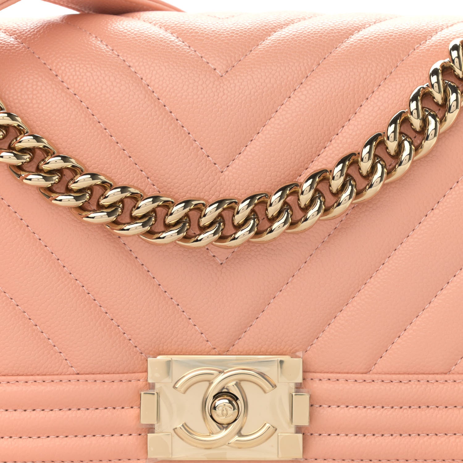 Chanel Caviar Chevron Quilted Medium Boy Flap Light Orange 8 of 11
