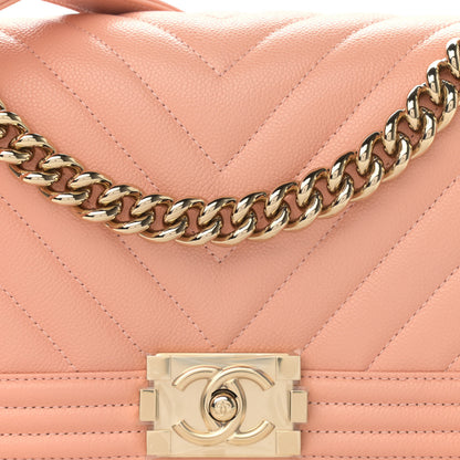Chanel Caviar Chevron Quilted Medium Boy Flap Light Orange 8 of 11