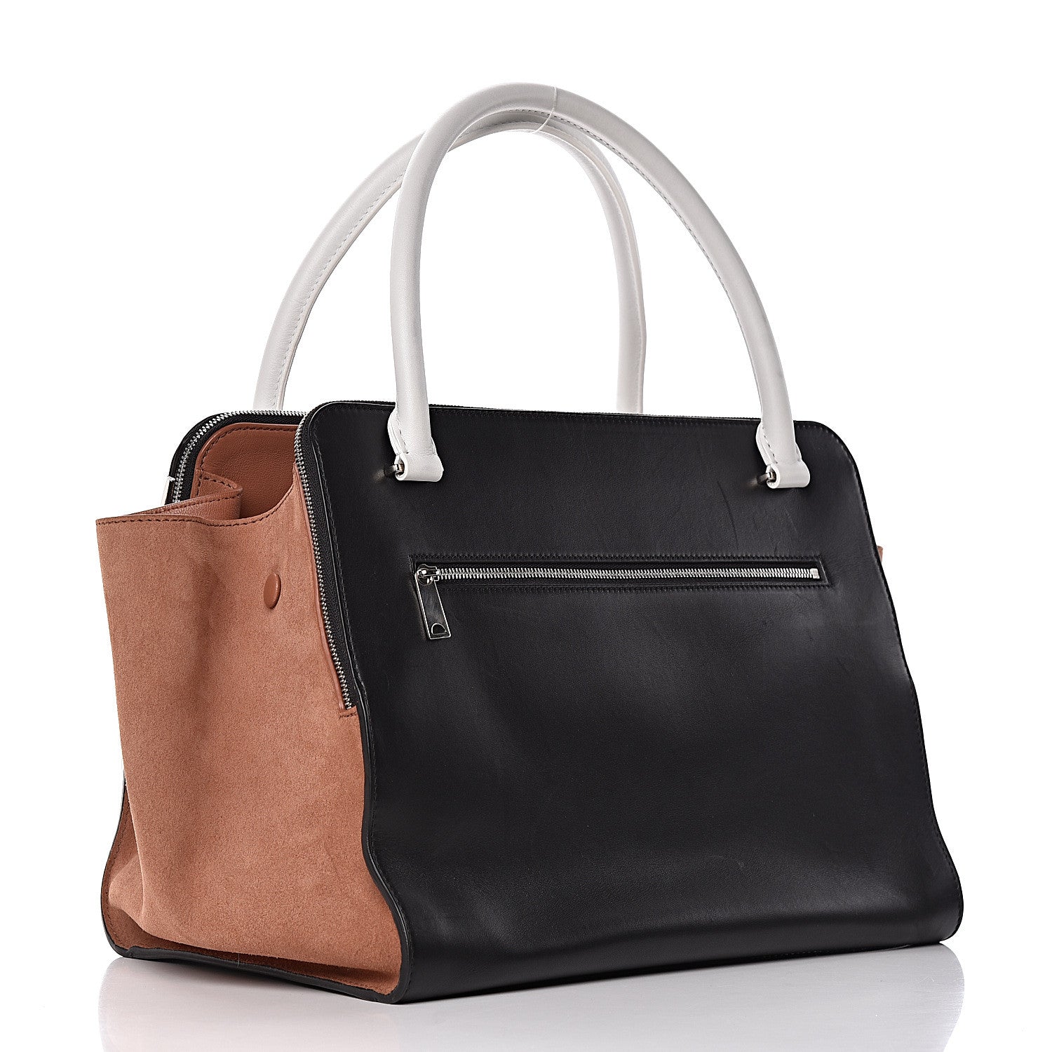 Celine Calfskin Suede Tri-Color Double Zip Trapeze Peach 3 of 12