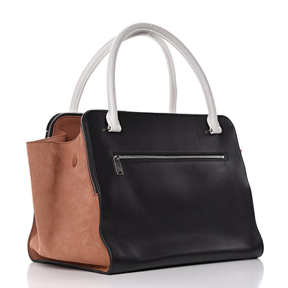 Celine Calfskin Suede Tri-Color Double Zip Trapeze Peach 3 of 12