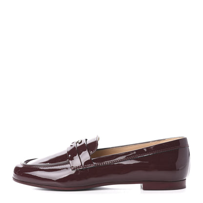 Chanel Patent Calfskin CC Loafers 41 Burgundy 1 of 8
