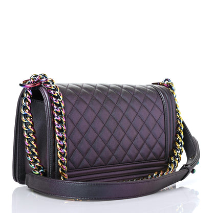 Chanel Iridescent Goatskin Quilted Medium Boy Flap Purple 2 of 4