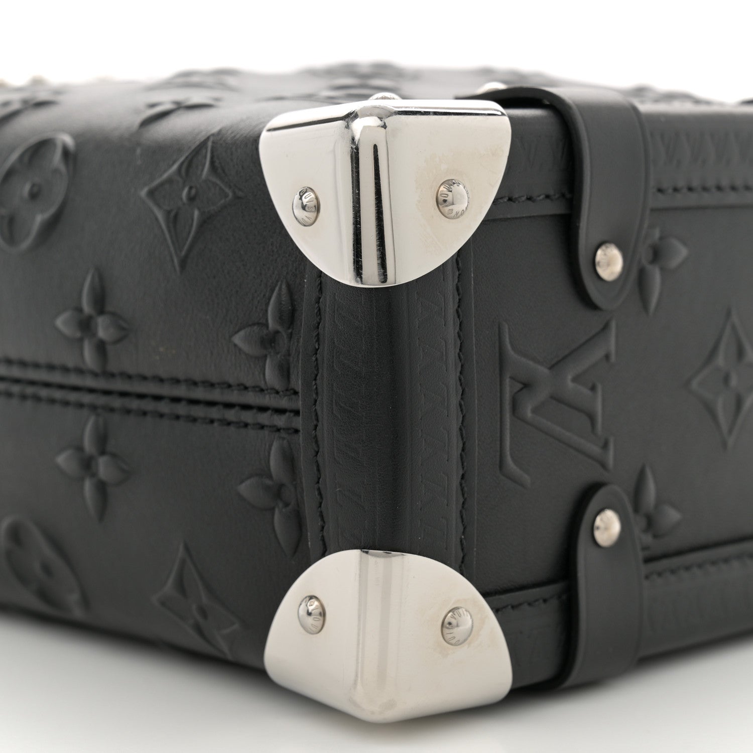 Louis Vuitton Calfskin Debossed Monogram Side Trunk Black 9 of 9