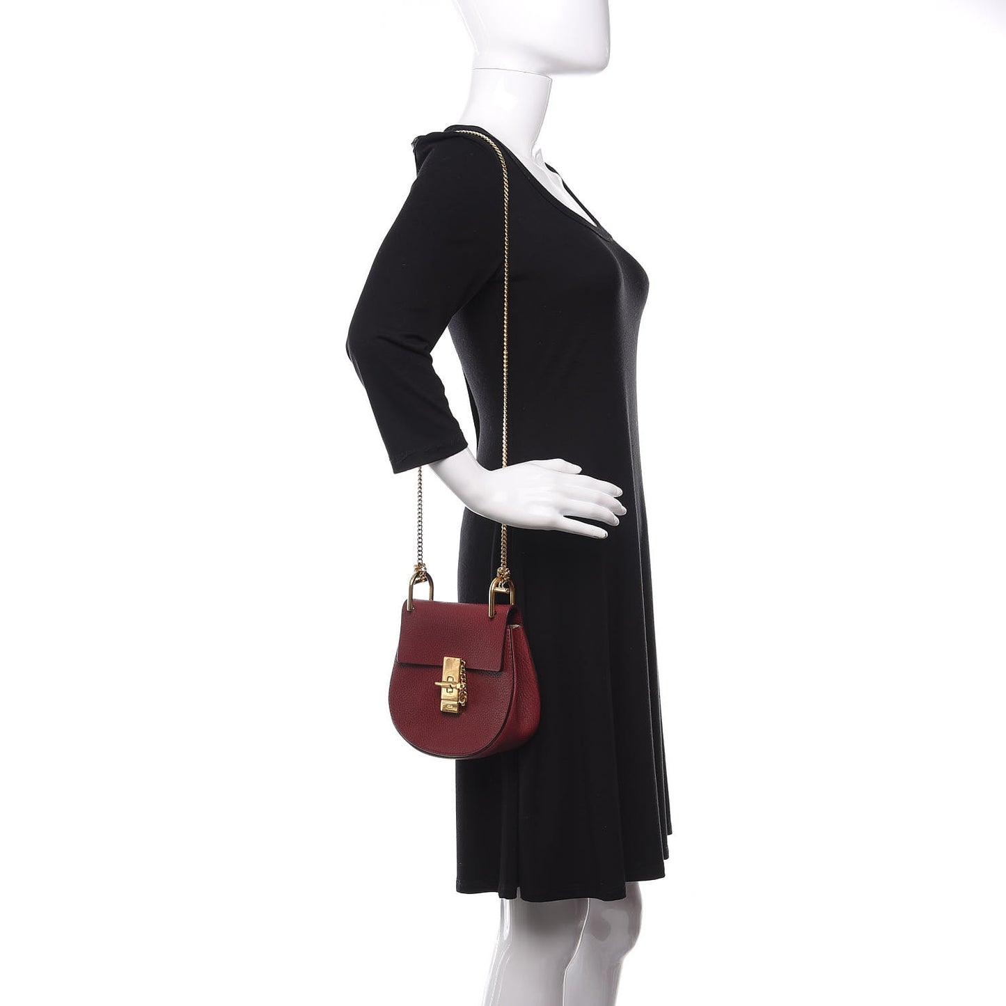 Grained Lambskin Mini Drew Shoulder Bag Sienna Red