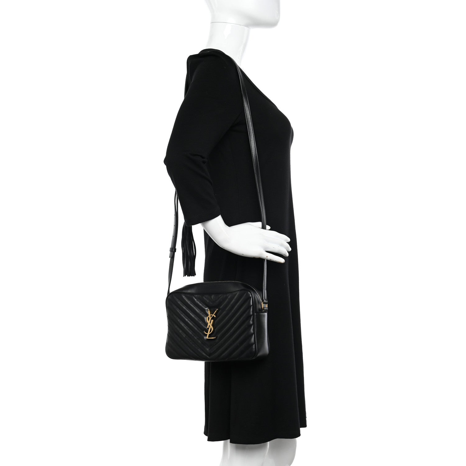 Saint Laurent Calfskin Matelasse Monogram Lou Camera Bag Black 2 of 14