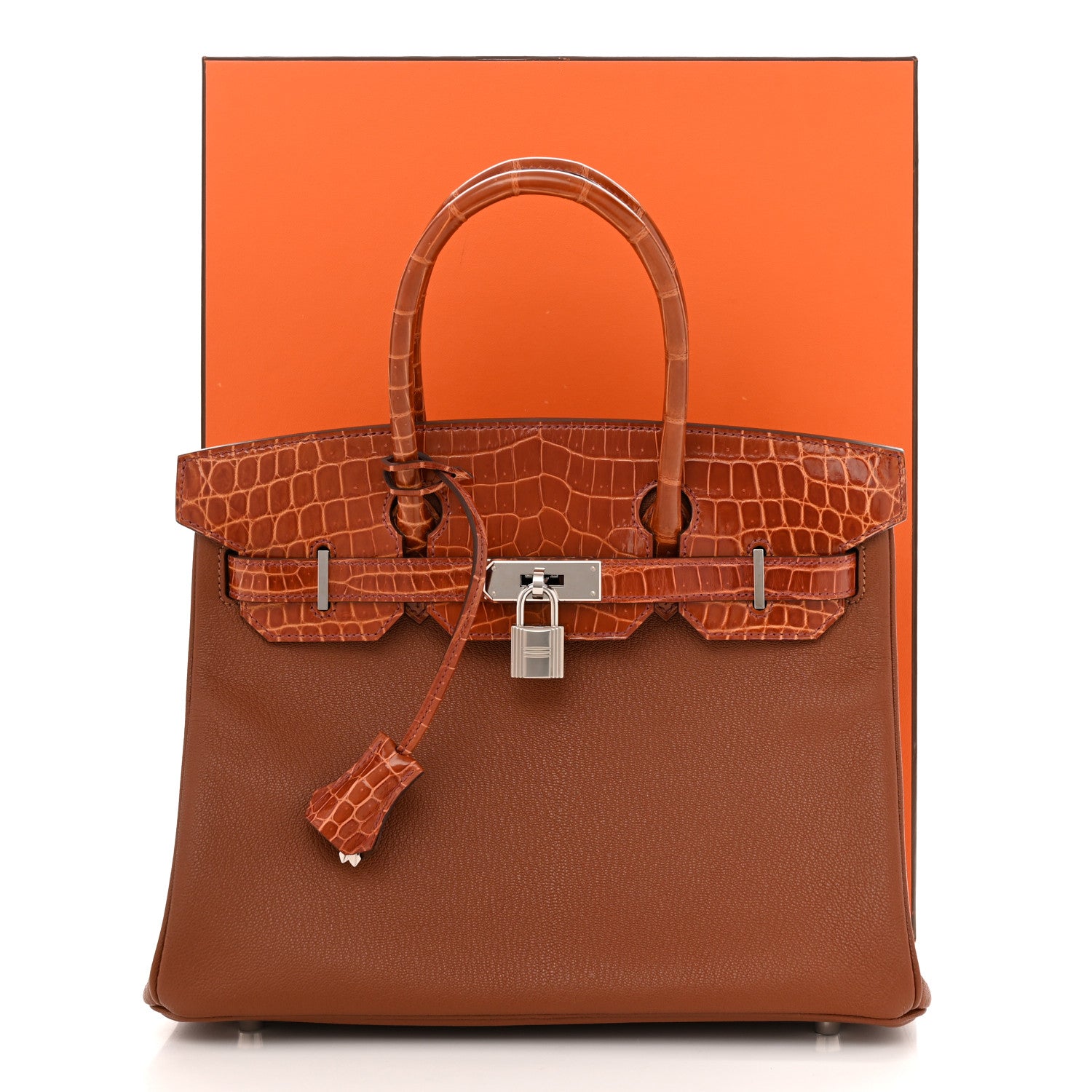 Hermes Chevre Mysore Shiny Niloticus Crocodile Birkin Touch 30 Noisette Etrusque 11 of 11