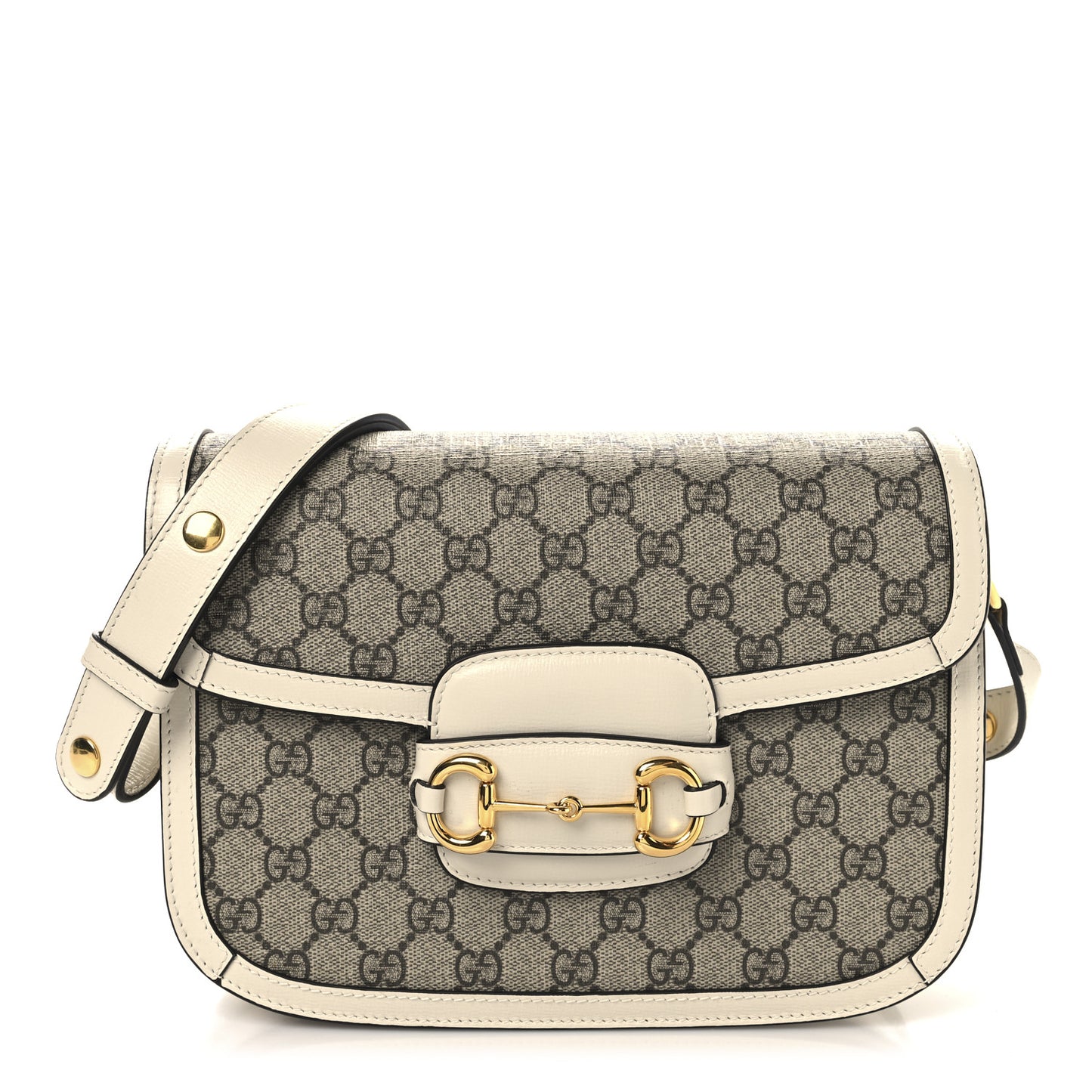 GG Supreme Monogram Horsebit 1955 Shoulder Bag Beige Mystic White