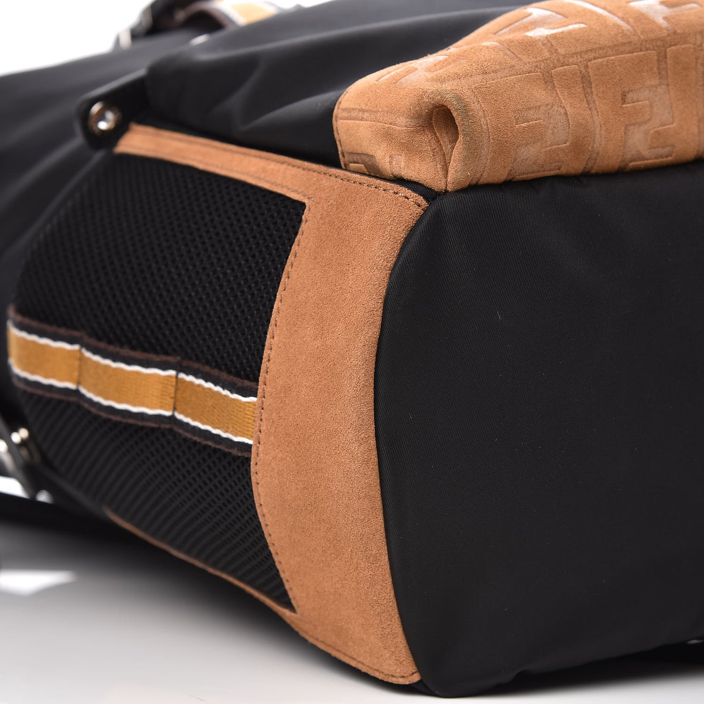 Nylon Contrast Buckle Backpack Black Copper