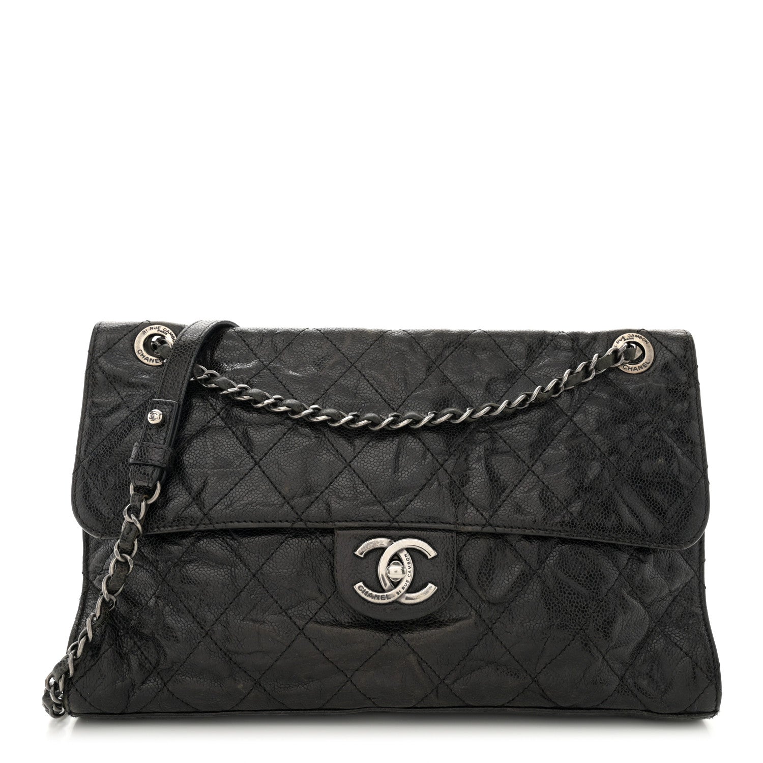 Chanel Crumpled Grained Calfskin Jumbo CC Crave Flap Dark Brown 1 of 15