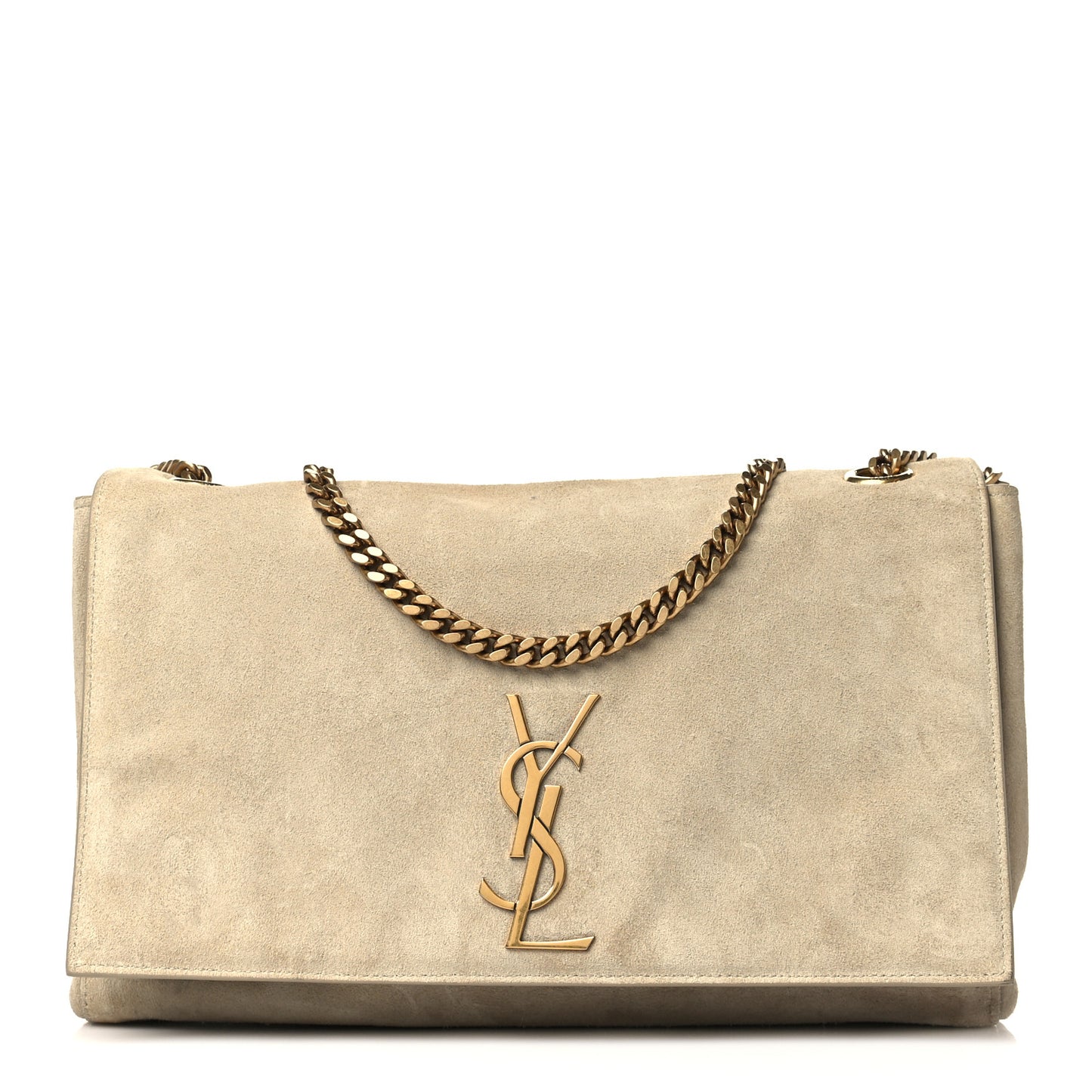 Smooth Calfskin Suede Medium Reversible Monogram Kate Satchel Sea Salt