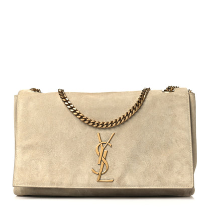 Saint Laurent Smooth Calfskin Suede Medium Reversible Monogram Kate Satchel Sea Salt 1 of 10