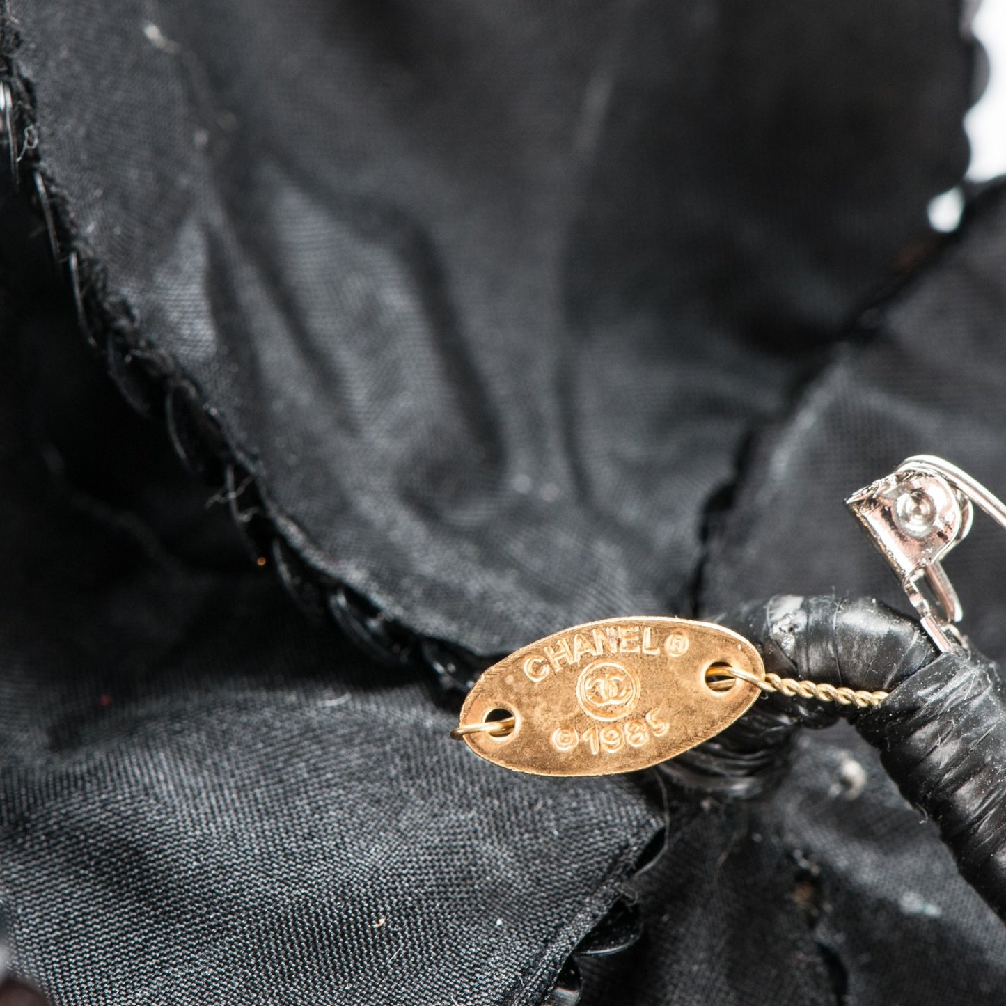 Sequin Camellia Brooch Pin Black
