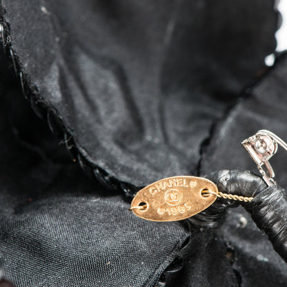 Chanel Sequin Camellia Brooch Pin Black 4 of 4