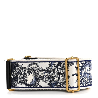 Christian Dior Canvas Embroidered Toile de Jouy Soleil Shoulder Strap Black White Blue 2 of 8