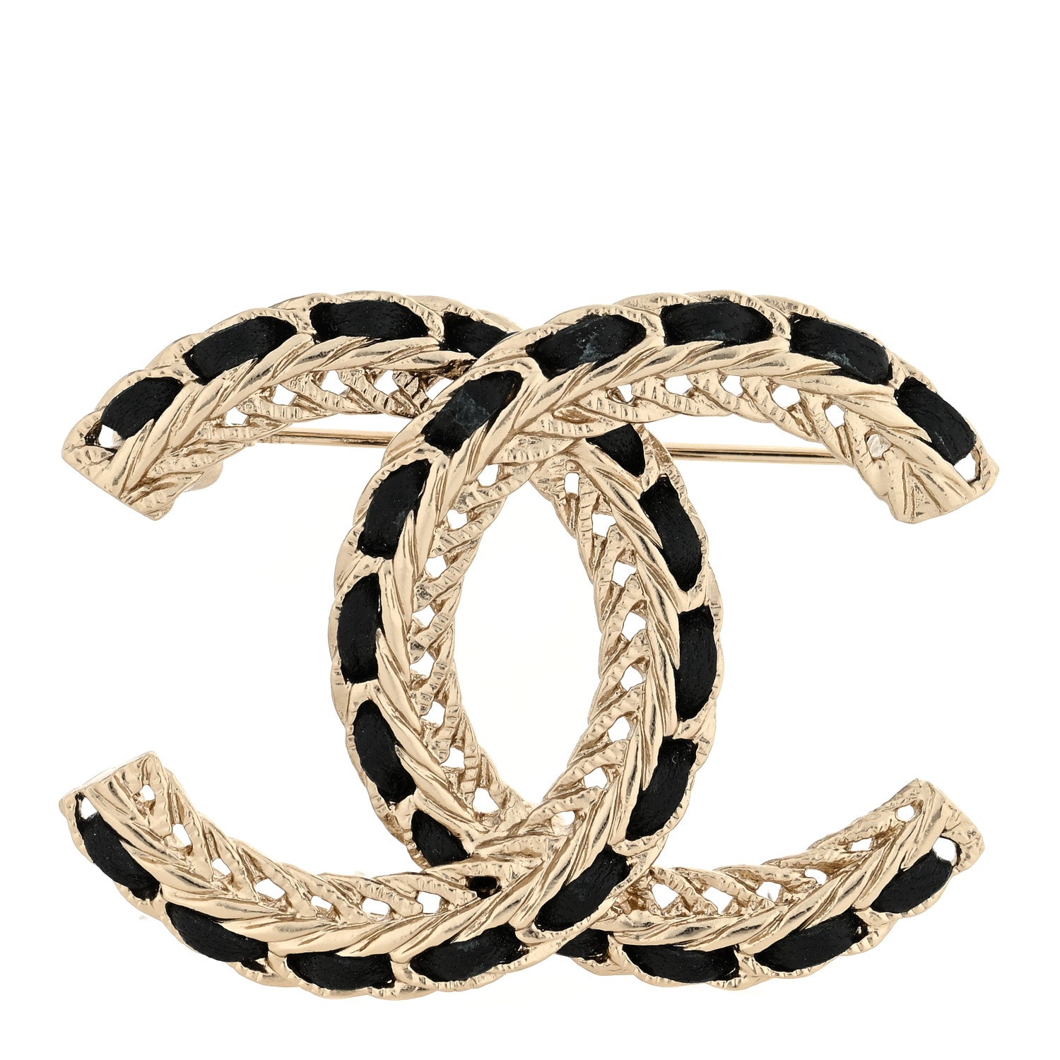 Chanel Lambskin CC Chain Brooch Black Gold 1 of 3