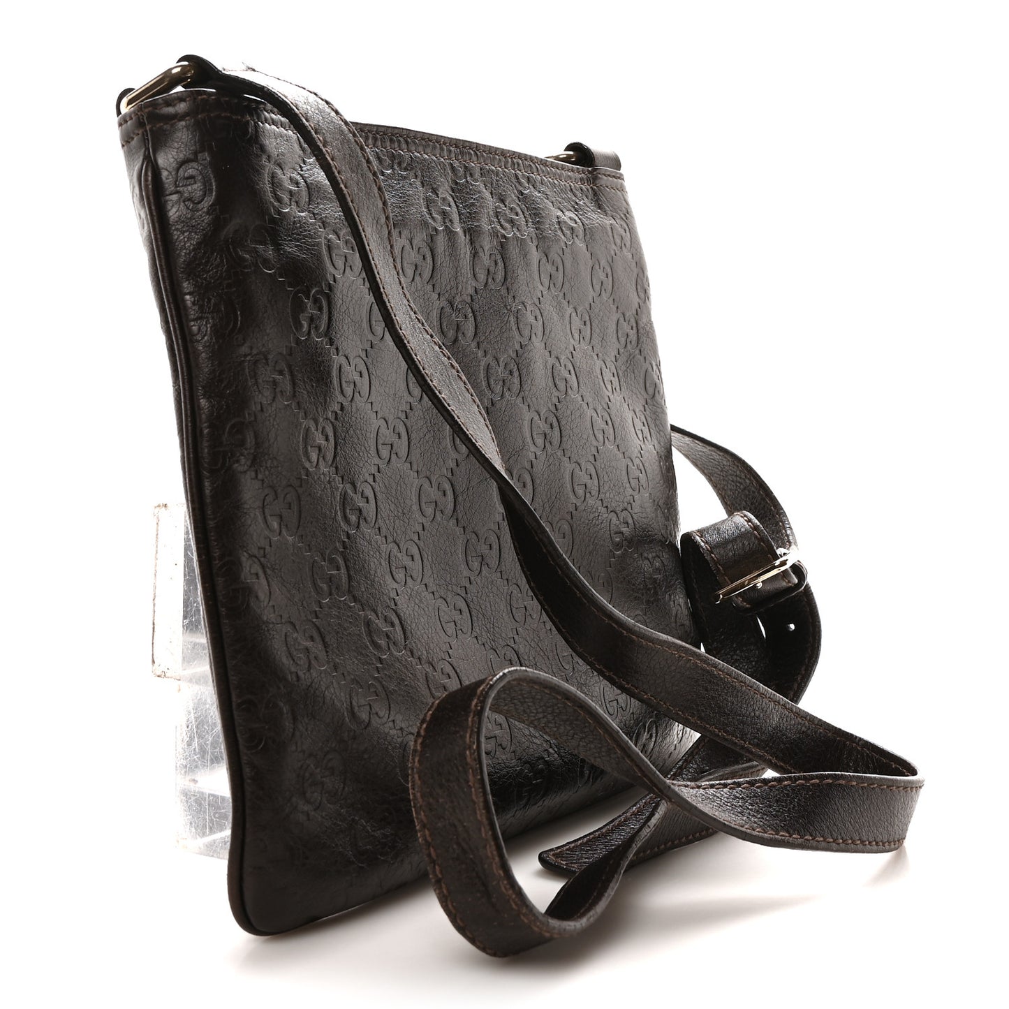 Guccissima Small Flat Messenger Bag Dark Brown