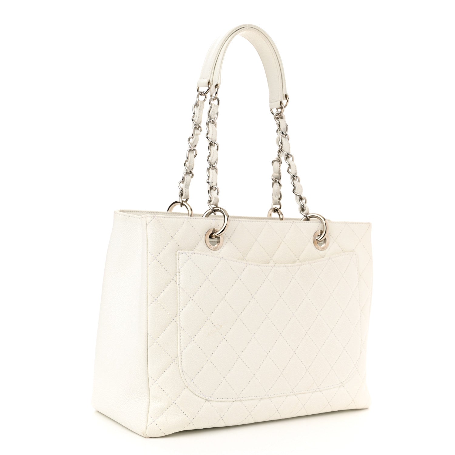 Chanel Caviar Quilted Grand Shopping Tote GST White 3 of 15