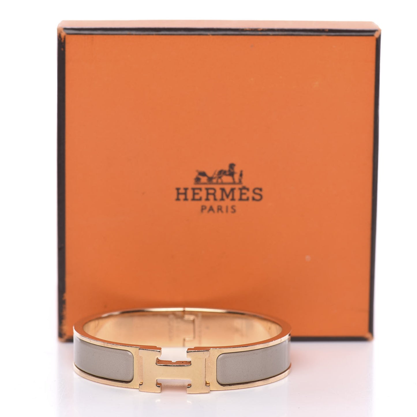 Enamel Clic Clac H Narrow Bracelet PM Marron Glace