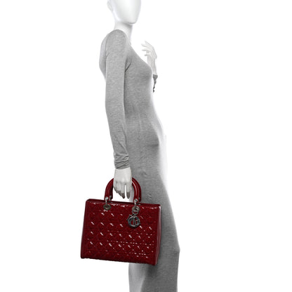 Christian Dior Patent Cannage Large Lady Dior Red 2 of 15