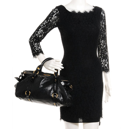 Miu Miu Vitello Lux Large Bow Bag Nero Black 2 of 9