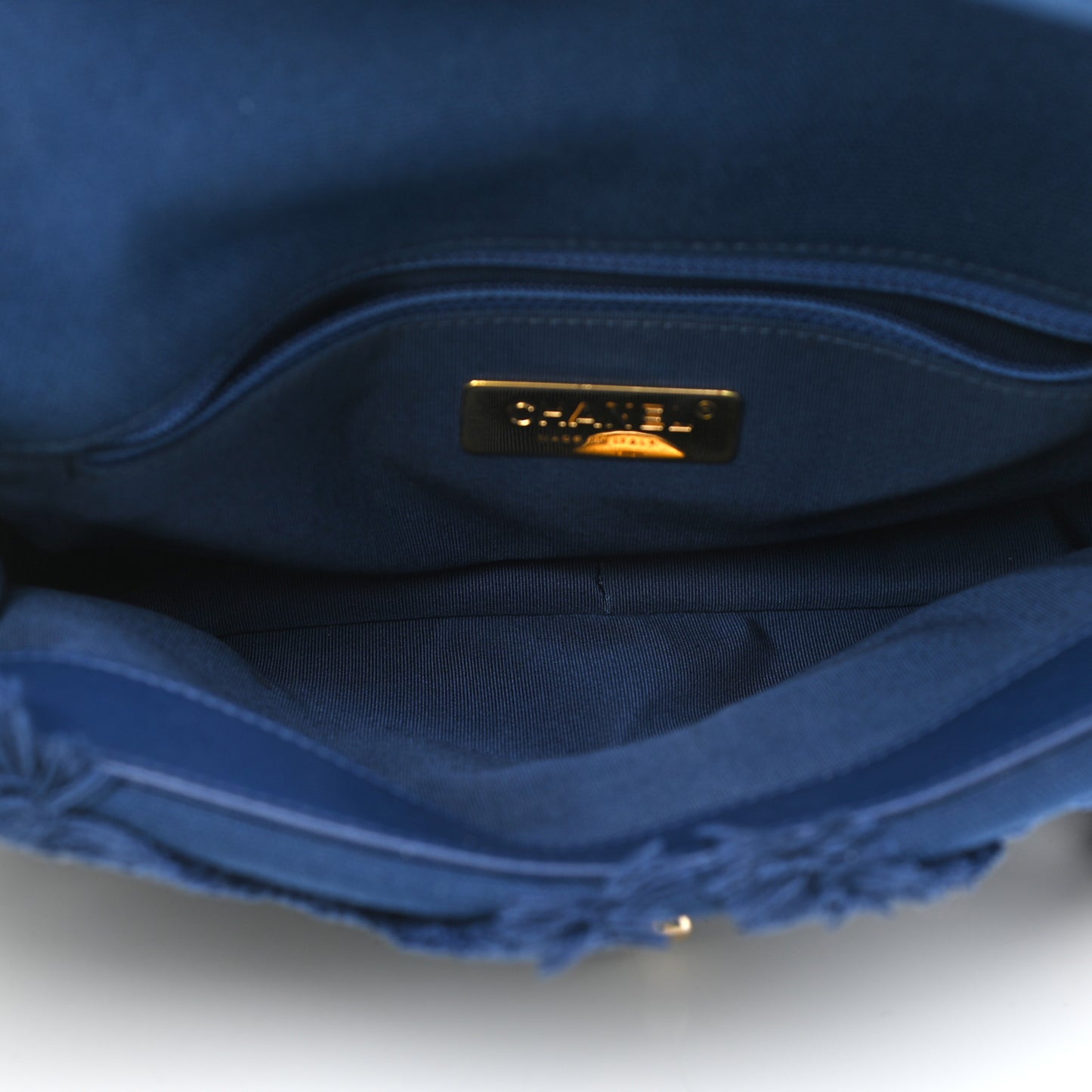 Cotton Canvas Quilted Medium Chanel 19 Flap Navy Blue