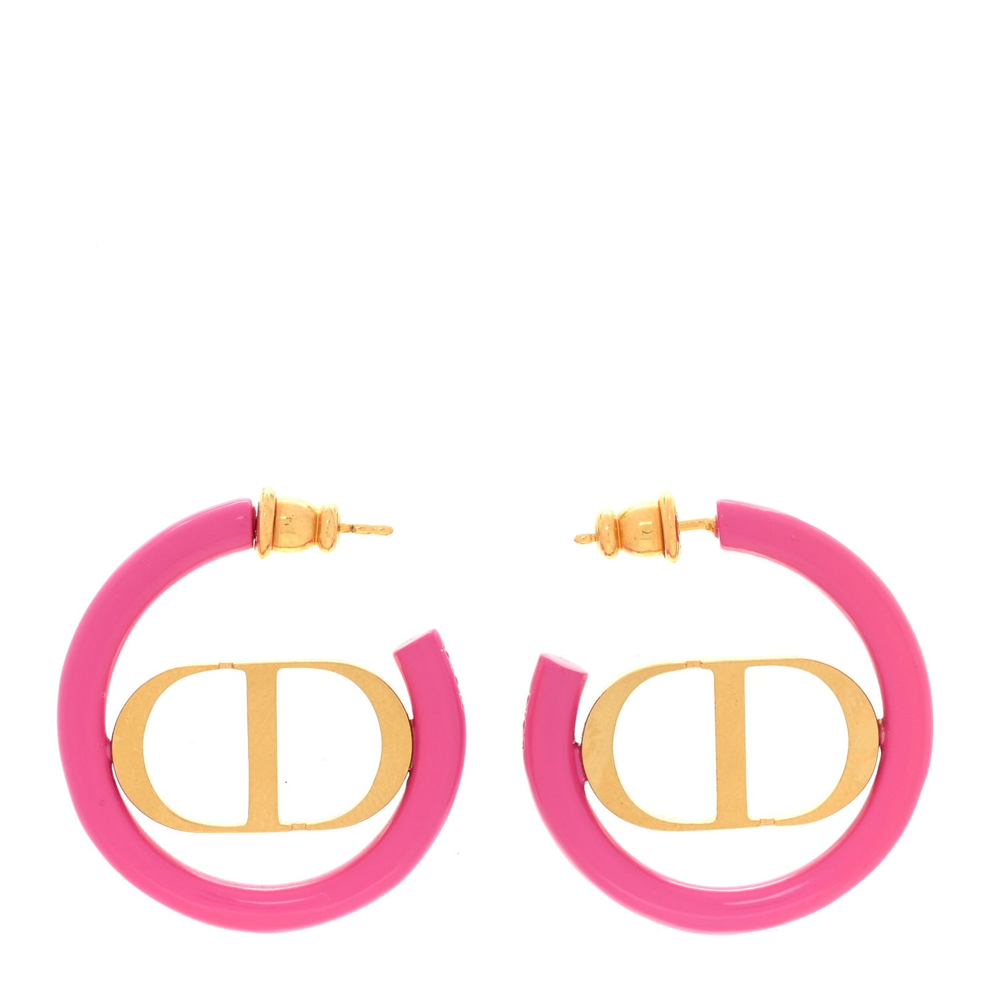 Metal Enamel 30 Montaigne Hoop Earrings Pink Gold