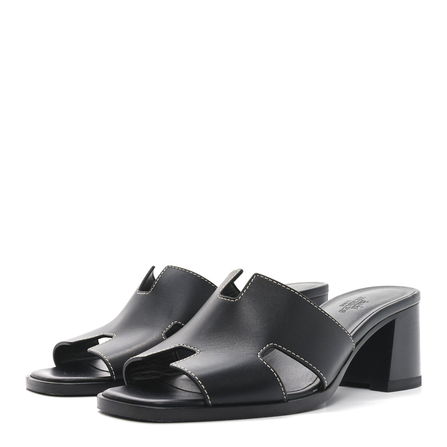 Hermes Calfskin Helia Sandals 37.5 Black 4 of 9