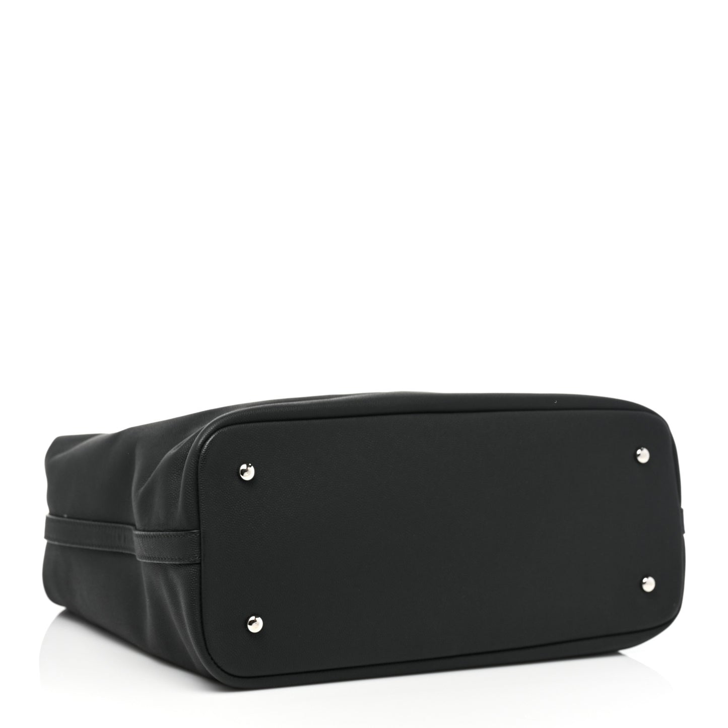 Grained Calfskin Large Coco Eyelets Shopping Tote Black