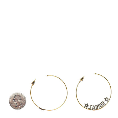 Christian Dior Metal Crystal J'Adior Hoop Earrings Aged Gold 2 of 4