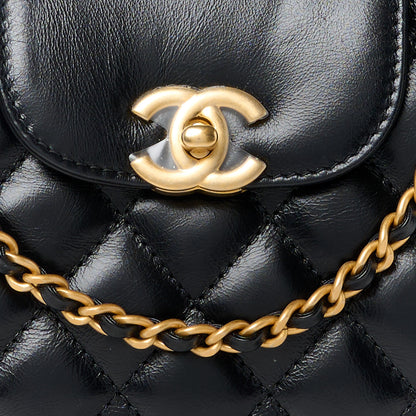 Chanel Shiny Aged Calfskin Quilted Nano Kelly Shopper Black 8 of 11