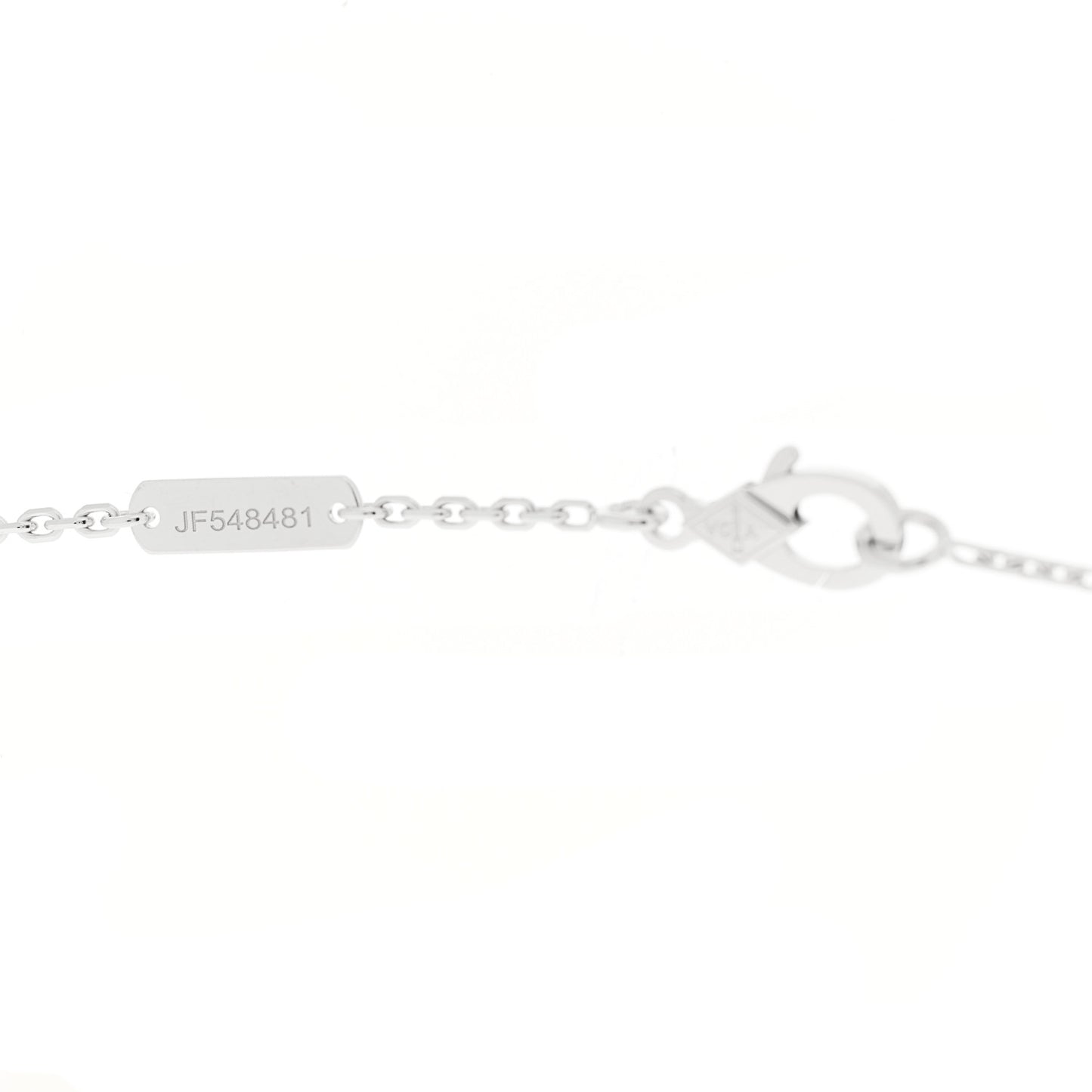 18K White Rose Gold Diamond Guilloche Vintage Alhambra Pendant Necklace