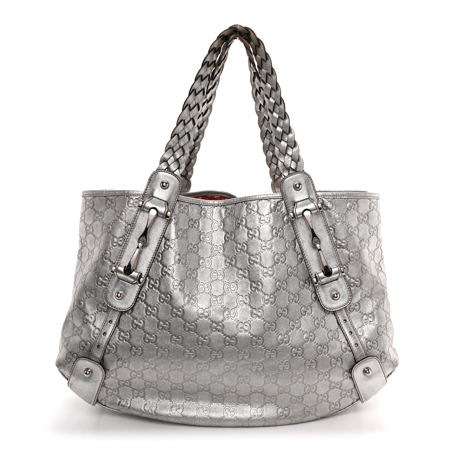 Gucci Metallic Guccissima Medium Pelham Shoulder Bag Silver 1 of 11