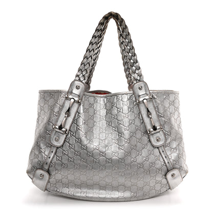 Gucci Metallic Guccissima Medium Pelham Shoulder Bag Silver 1 of 11