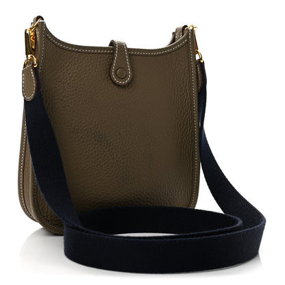 Hermes Taurillon Clemence Amazone Evelyne TPM Etoupe Bleu Indigo 2 of 11