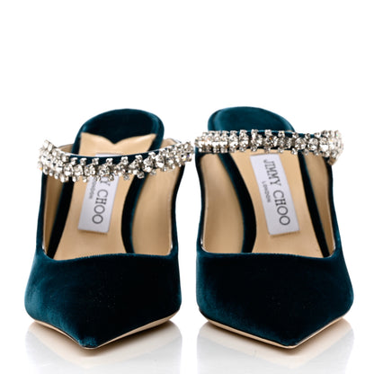 Jimmy Choo Velvet Crystal Bing 100 Pumps 38.5 Blue 2 of 8