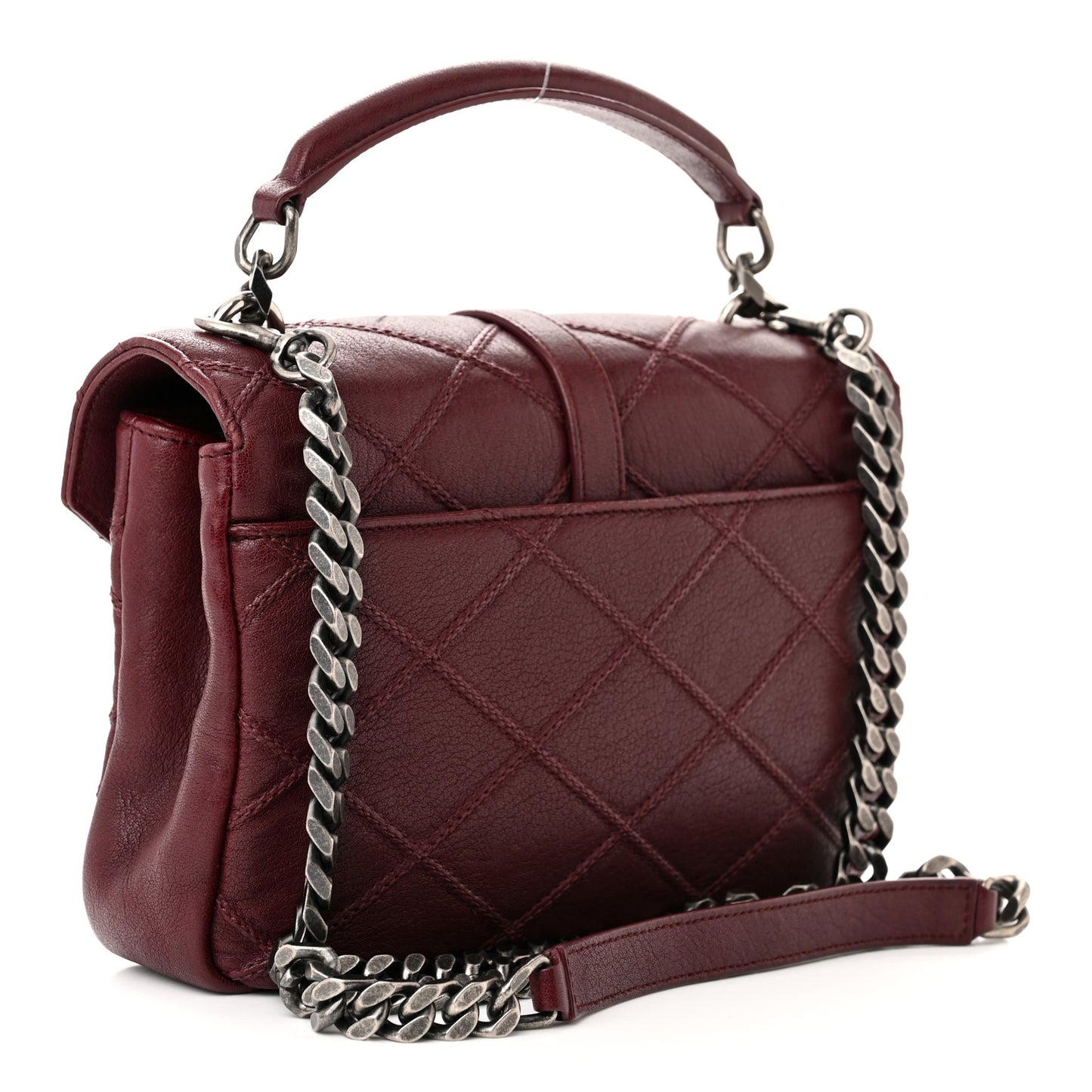 Calfskin Matelasse Diamond Quilted Monogram Medium College Bag Bordeaux