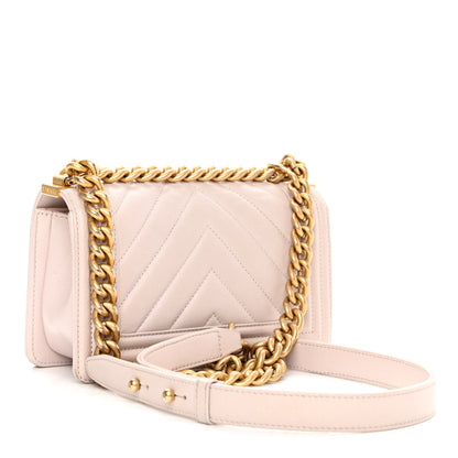 Chanel Caviar Chevron Quilted Small Boy Flap Light Pink 2 of 9