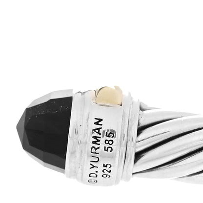 David Yurman Sterling Silver 14K Yellow Gold Black Onyx 7mm Cable Classics Bracelet 5 of 5