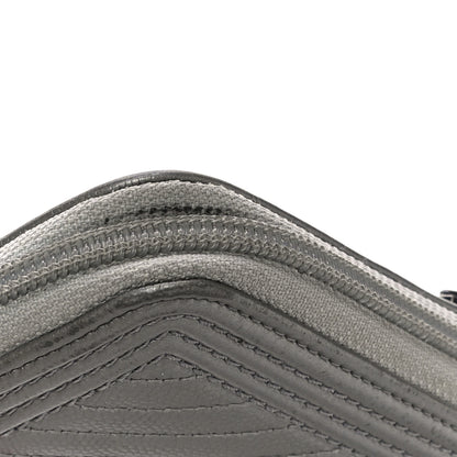 Chanel Metallic Caviar Chevron Quilted Boy Small Zip Around Wallet Silver 16 of 17