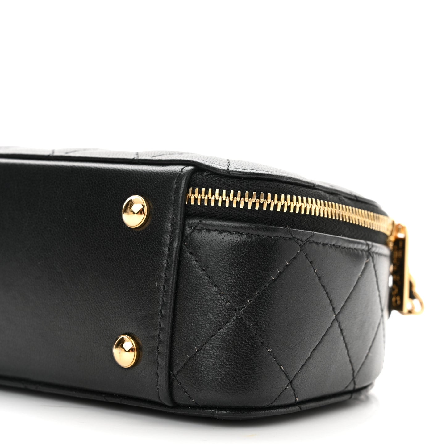Lambskin Quilted Chic Riviera Top Handle Vanity Case Black