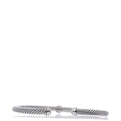 David Yurman Sterling Silver Diamond 4mm Cable Classics Center Station Bracelet 3 of 4