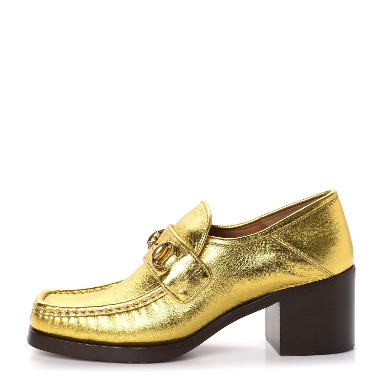 Metallic Malaga Kid Horsebit Loafer Pumps 37 Gold