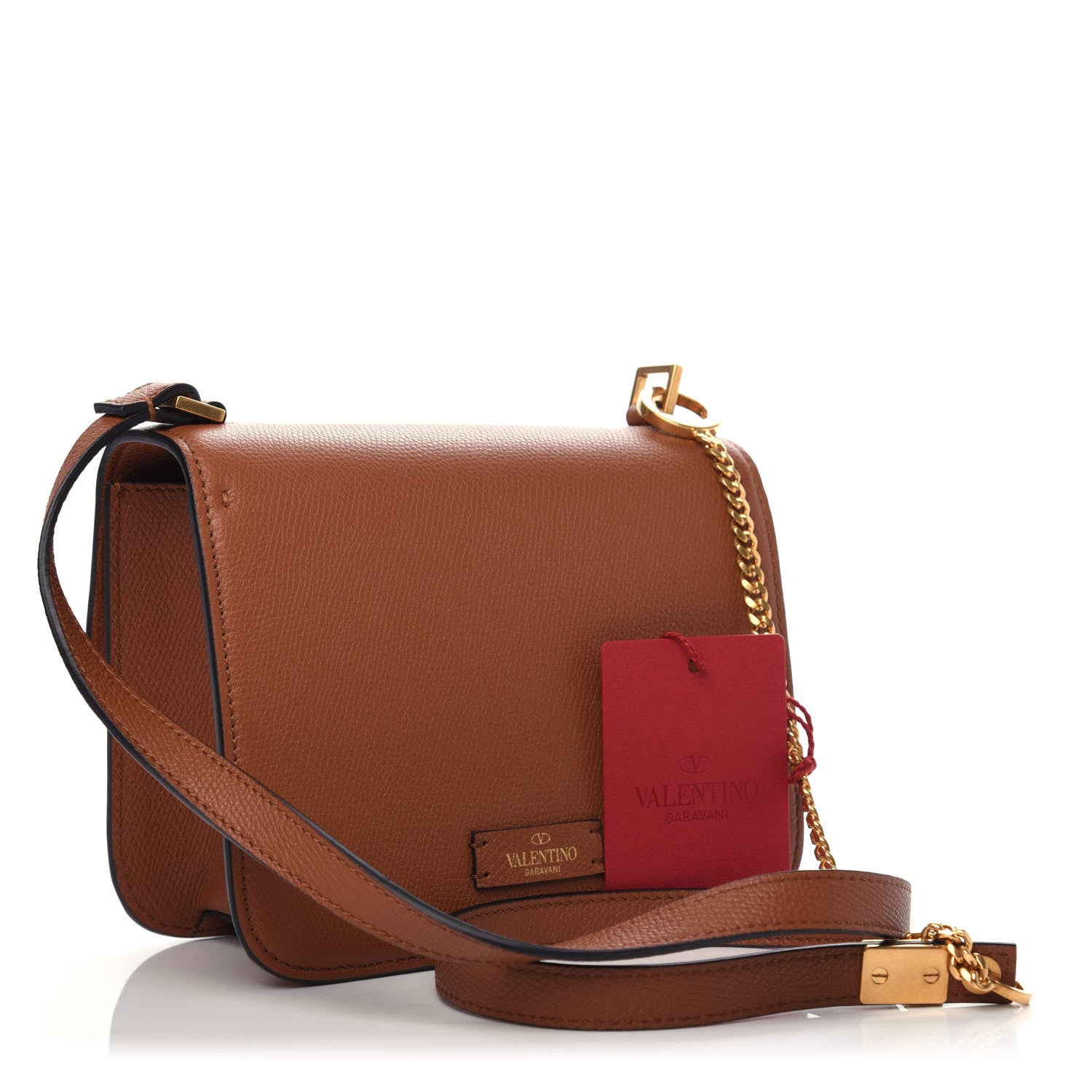 Valentino Garavani Grainy Calfskin Small VSling Shoulder Bag Saddle Brown 3 of 8
