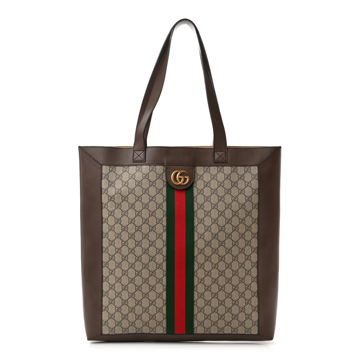 GG Supreme Monogram Web Large Ophidia Vertical Shopping Tote Brown