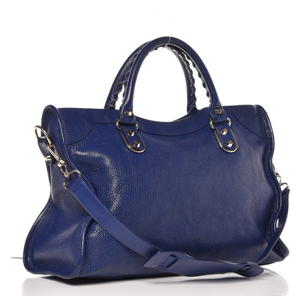 Balenciaga Chevre Gold Metallic Edge Hardware City Bleu Roi 4 of 10