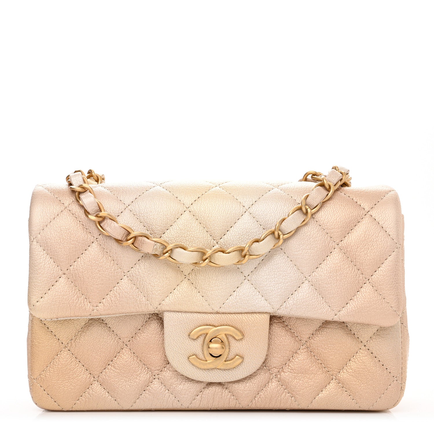 Chanel Metallic Goatskin Quilted Mini Rectangular Flap Gold 1 of 10