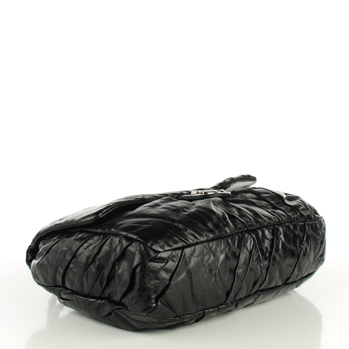 Glazed Calfskin Twisted Maxi Flap Black